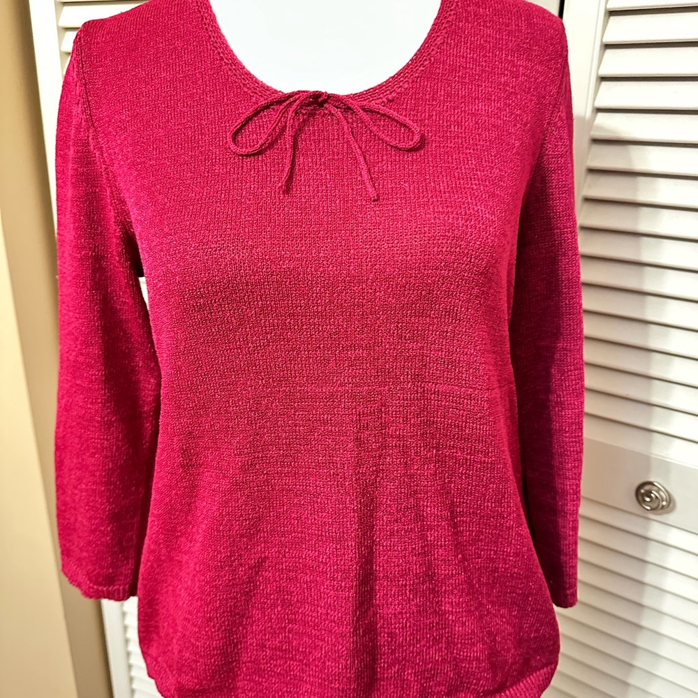 Magenta Knit Sweater with Bow Detail